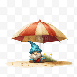 夏季侏儒一把小沙滩伞 ai 生成