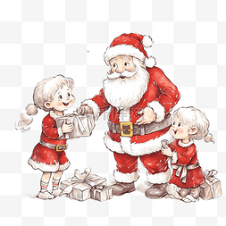 有趣的圣诞老人给快乐的小孩子们