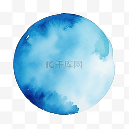 水彩蓝色圆圈图片_蓝色自然色水彩颜料染色背景圆圈