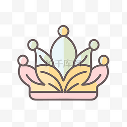 程式化的皇冠和三位公主，色彩柔