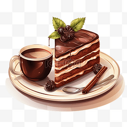 奶油烩饭图片_下午茶时间元素巧克力蛋糕