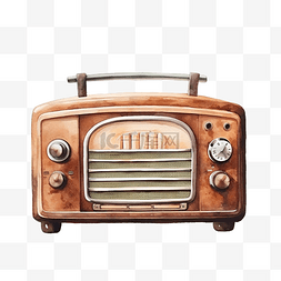 水彩复古收音机