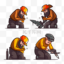 钢铁工人剪贴画卡通工人用不同的