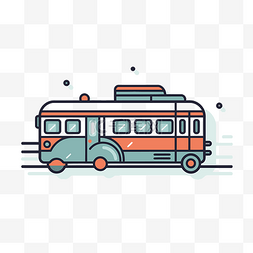 简单的蓝色扁平巴士沿着图像移动