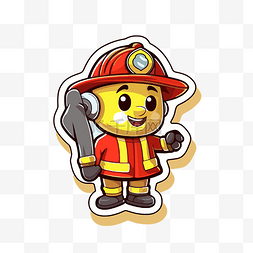 消防员背景图片_黄色背景剪贴画上的卡通消防员贴