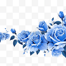 草本的图片_水平无缝背景与蓝玫瑰