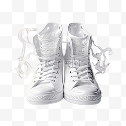 一双白色运动鞋坐在彼此之上生成