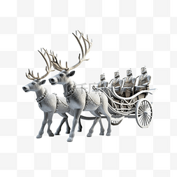 雪花素材图片_驯鹿雪橇乘坐隔离在白色背景圣诞