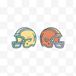 橄榄球icon图片_白色背景上的两个橄榄球头盔图标