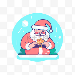 饼干描绘图片_圣诞老人卡通人物吃饼干 向量