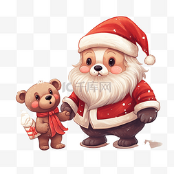 可爱的老人图片_可爱的熊与圣诞老人可爱的圣诞卡