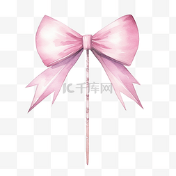 孤立的水彩粉红色弓和箭插图
