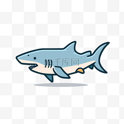 蓝色鲨鱼图标说明 向量
