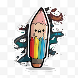 彩色喷漆图片_带有彩色喷漆剪贴画的卡通铅笔的