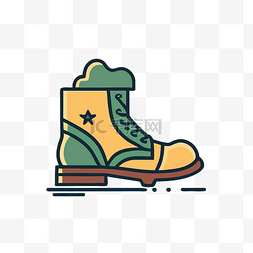 黄色和绿色靴子的现代平面矢量图