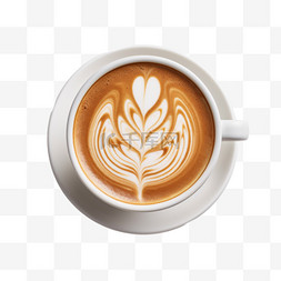 拉花咖啡图片_创意拉花咖啡元素立体免抠图案