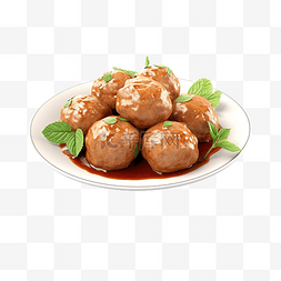 卖食品图片_亚洲食品鸡肉丸 3d 插图