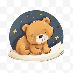 月亮上可爱睡觉的熊元素