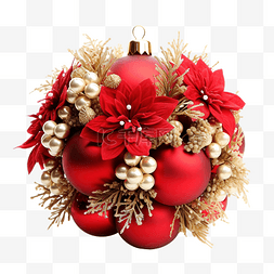 花冬天图片_圣诞枞树球装饰着白色隔离的花朵