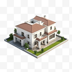 四个角度图片_从顶角正交视图简单低聚豪宅的 3D