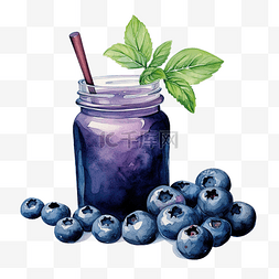 果汁菜单图片_水彩果汁蓝莓剪贴画