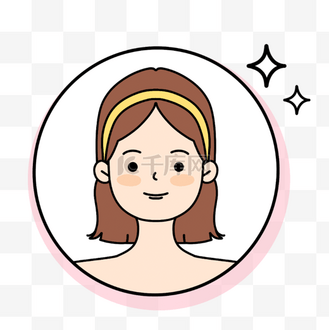 侧脸黑白图片素材_卡通贴画女生脸部