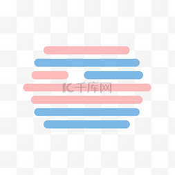 细图标图片_由轮廓分隔的蓝色和粉色细圆圈 