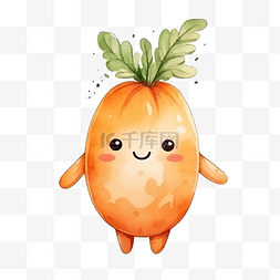 可爱的胡萝卜水彩插图
