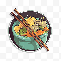 用筷子图片_一碗面条插画盘用筷子和面条 向