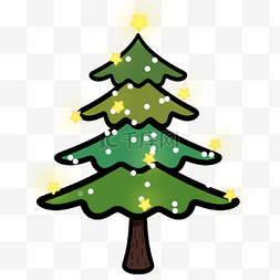 绿色装饰圣诞树图片_圣诞节卡通星星装饰圣诞树