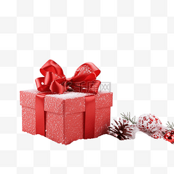 地上的礼物图片_雪地上有红丝带和蝴蝶结的圣诞礼