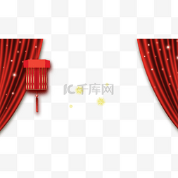 中式红布图片_中国风红色灯笼演出舞台新年帷幕