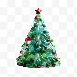 寒假工素材图片_用回收塑料瓶制成的圣诞树，上面