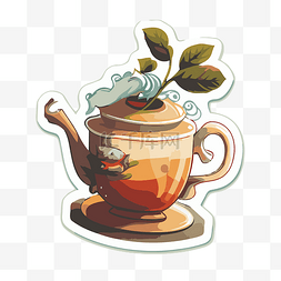 茶壶与茶图片_立皇茶壶贴纸剪贴画 向量