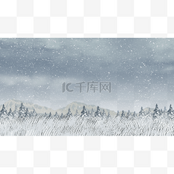 卡通树林背景图片_圣诞冬天雪景荒野背景