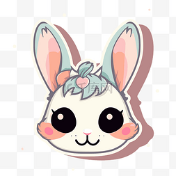 可爱耳朵贴纸图片_可爱的兔子贴纸与粉红色背景剪贴