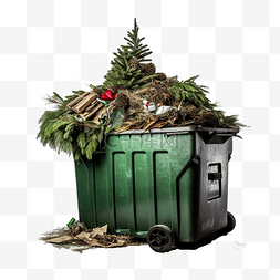 森林杉树图片_圣诞节结束时，垃圾箱中使用和废