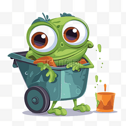 可爱水桶图片_跳过剪贴画可爱的卡通青蛙在他的