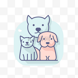 猫和狗轮廓图片_粉色和蓝色色调的狗狗猫和猫图标