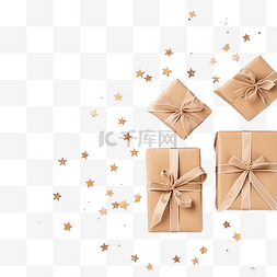 蝴蝶结组合图片_圣诞组合物，配有工艺纸礼物和圣