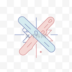 一双滑雪板的内联线设计矢量图