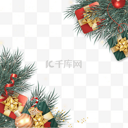 透明雪花png图片_圣诞节红绿金礼品盒装饰