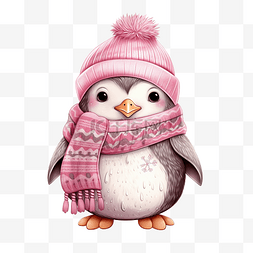 粉红色的冬季企鹅