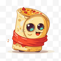披萨饼卡通图片_卷饼剪贴画卡通披萨包装棕色眼睛