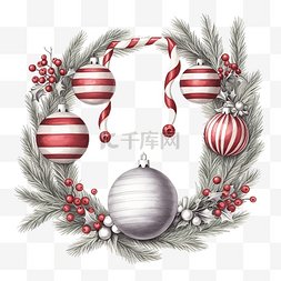 圣诞装饰框架插图图画冷杉树枝与