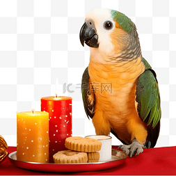 酷黑头像图片_caique黑头高贵鹦鹉坐在红蜡烛上，