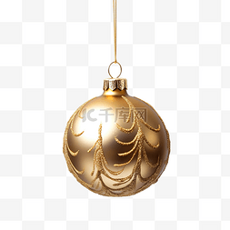 圣诞节松树枝图片_人造圣诞树上的金色球，装饰着金