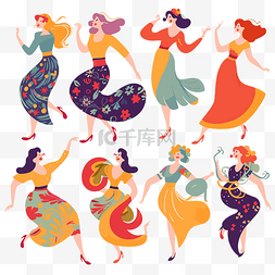 孕妇及哺乳妇女图片_九位女士跳舞 向量