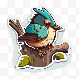 树桩剪贴画上一只可爱的蓝鸟的卡