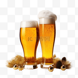 发光鹿角图片_啤酒杯和圣诞配饰